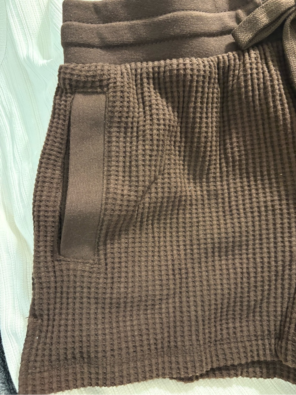 Auden Brown Drawstring Athletic Shorts with White Tie - Picture 5 of 6